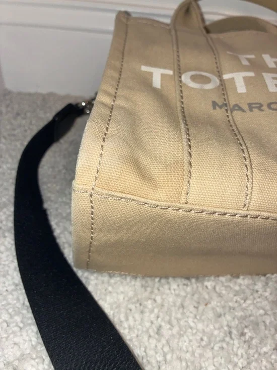 Marc Jacobs Beige Canvas Small Tote Bag with Black Strap - Picture 3 of 9